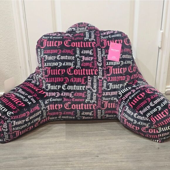 Juicy Couture Home Word Play Logo Plush Bed Rest Pillow w/Cell Pocket - Picture 3 of 7